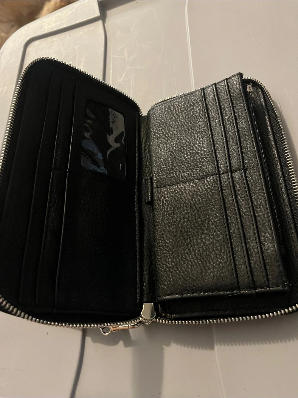 Steve Madden Black Embossed Zip-Around Wristlet